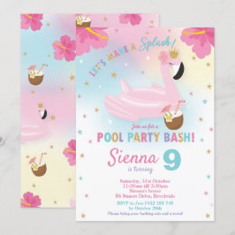 Flamingo Bassäng Party födelsedagsinbjudan Inbjudningar