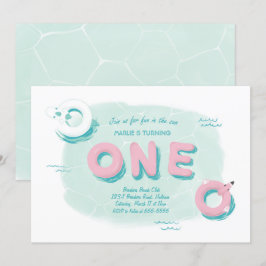 Flamingo Bassäng Party, första födelsedagsinbjudan Inbjudningar