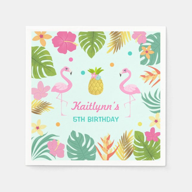 Flamingo Bassäng Party Party Napkin Tropical Flami Pappersservett (Framsidan)