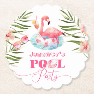 Flamingo bassäng party rosa Flickor födelsedag Underlägg Papper