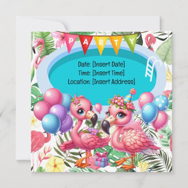 Flamingo Bassäng Party! Spara Datumet (Framsida)