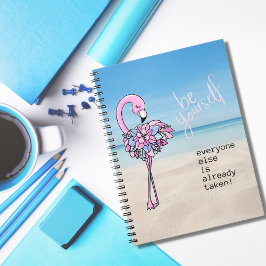 Flamingo BE Yourself Inspirational Quote Anteckningsbok