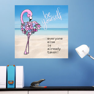 Flamingo BE Yourself Inspirational Quote Poster
