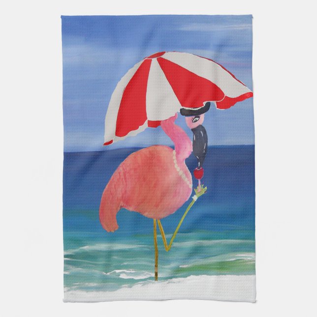 Flamingo Beach Cocktail handduk Kökshandduk (Vertikal)