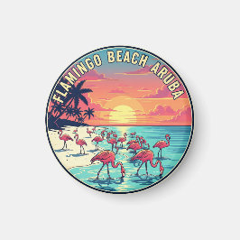 Flamingo Beach i Aruba Travel Magnet
