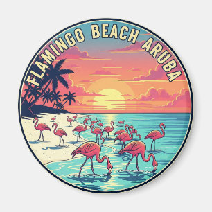 Flamingo Beach i Aruba Travel Magnet
