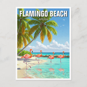 Flamingo Beach i Aruba Travel Vykort