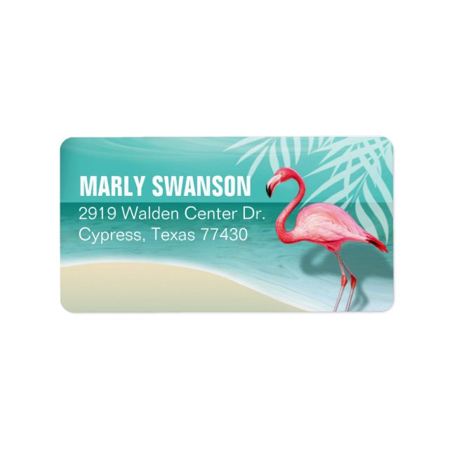 Flamingo Beach Mailing | Vattenbruk Adressetikett (Framsidan)