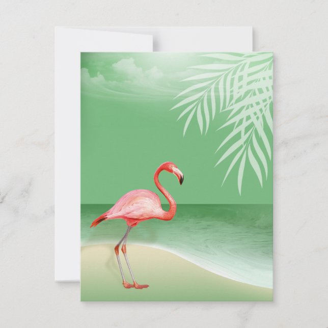 Flamingo Beach Mottagningsdetaljer | jade Inbjudningar (Framsida)