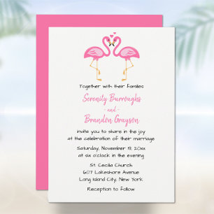 Flamingo Beach Rosa Hawaiian Rosa Tropical Bröllop Inbjudningar