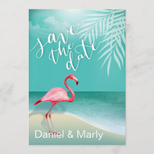 Flamingo Beach Save the Date   aqua Inbjudningar