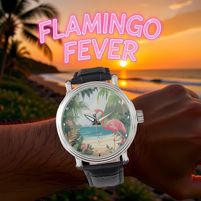 Flamingo Beach Tropical  Armbandsur (Skapare uppladdad)