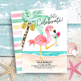 Flamingo Beach Tropical Möhippa Inbjudningar