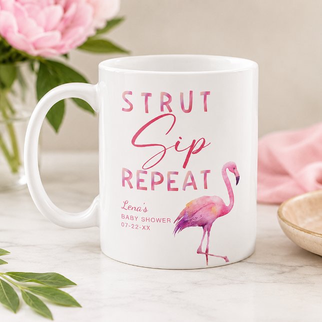 Flamingo Bebis Shower Mugg – Stå Sippa Upprepa (Flamingo Baby Shower Mug
)