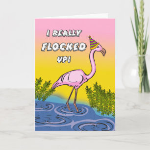 Flamingo, besatt födelsedag med låst Flamingo Kort