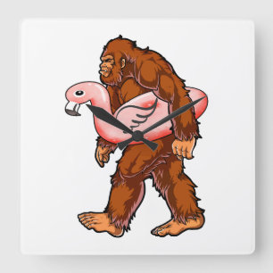 Flamingo Bigfoot Fyrkantig Klocka