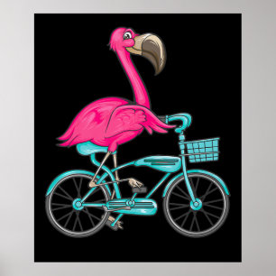 Flamingo Biker för Flamingo Riding A Bicycle Co Poster