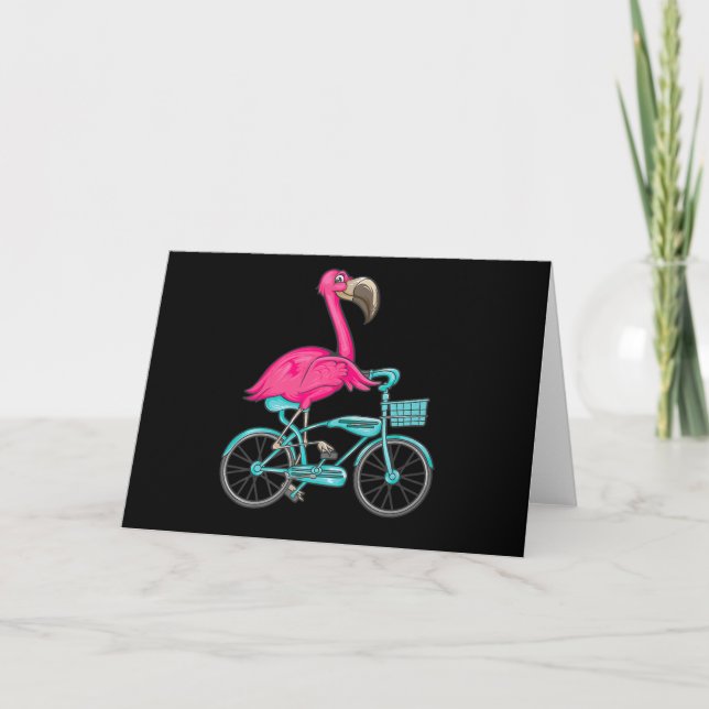Flamingo | Biker för Flamingo Riding A Bicycle Coo Tack Kort (Framsida)