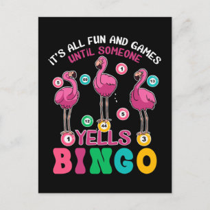 Flamingo Bingo Funny Vykort