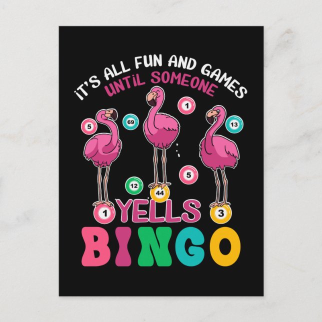 Flamingo Bingo Funny Vykort (Framsida)