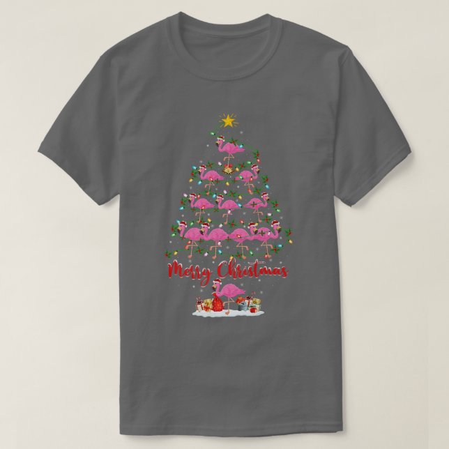 Flamingo Bird Älskare Matching Santa Flamingo Kris T Shirt (Design framsida)