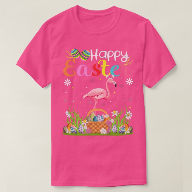 Flamingo Bird Bunny Egg Hunting Funny Flamingo Hap T Shirt (Design framsida)