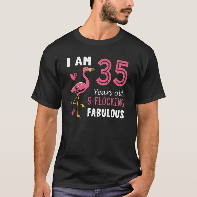 Flamingo Bird Flamingo Cute Birthday i 35 år T Shirt (Framsida)