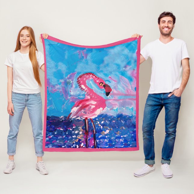 Flamingo Bird Fleecefilt (På plats)
