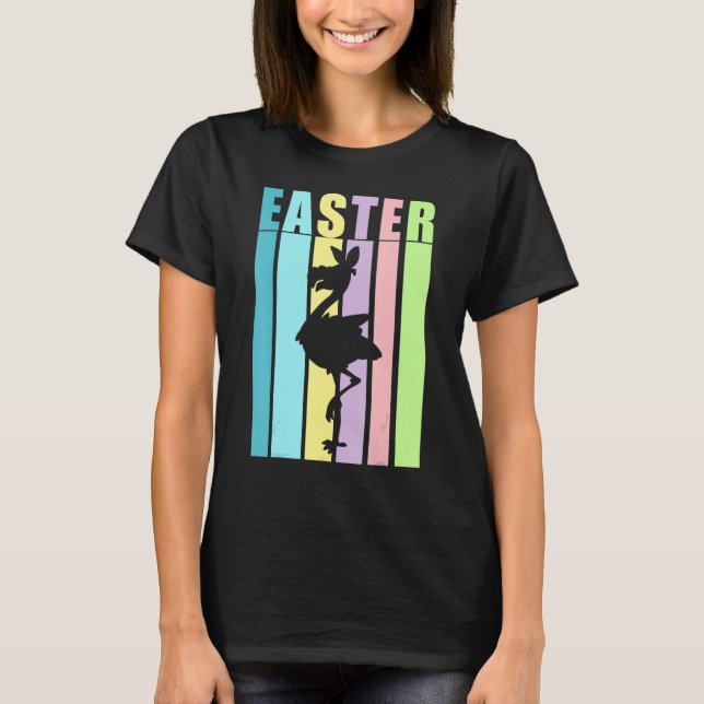 Flamingo Bird Glad påsk Cute Funny Vår Roligt H T Shirt (Framsida)