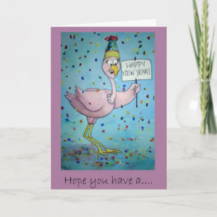 Flamingo Bird Gott nytt år kort