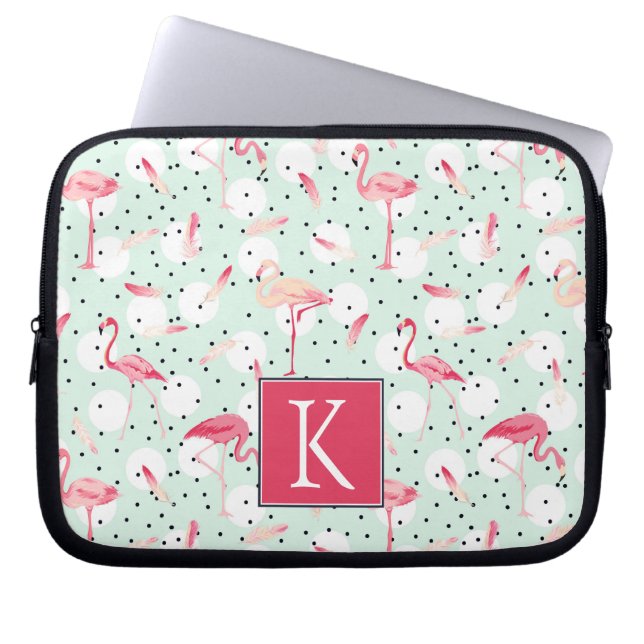 Flamingo Bird med fjädrar| Lägg till din ursprungl Laptop Sleeve (Framsidan)