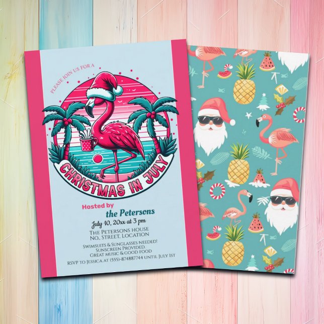 Flamingo Bird med Hat-jul i juli Party Inbjudningar (Skapare uppladdad)