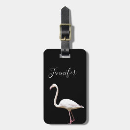 Flamingo Bird på den svarta Personligen Namn Bagagebricka