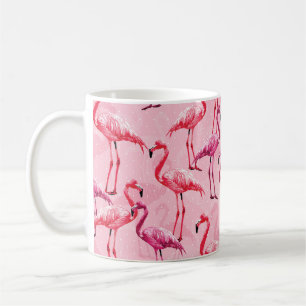 Flamingo Bird Rosa Seamless Mönster illu Kaffemugg