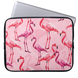 Flamingo Bird Rosa Seamless Mönster illu Laptop Fodral