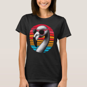 Flamingo Bird Sunglasses Sunset Retro Stil Vintag T Shirt