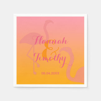 Flamingo Bird Tropical med Namn och Bröllop Pappersservett