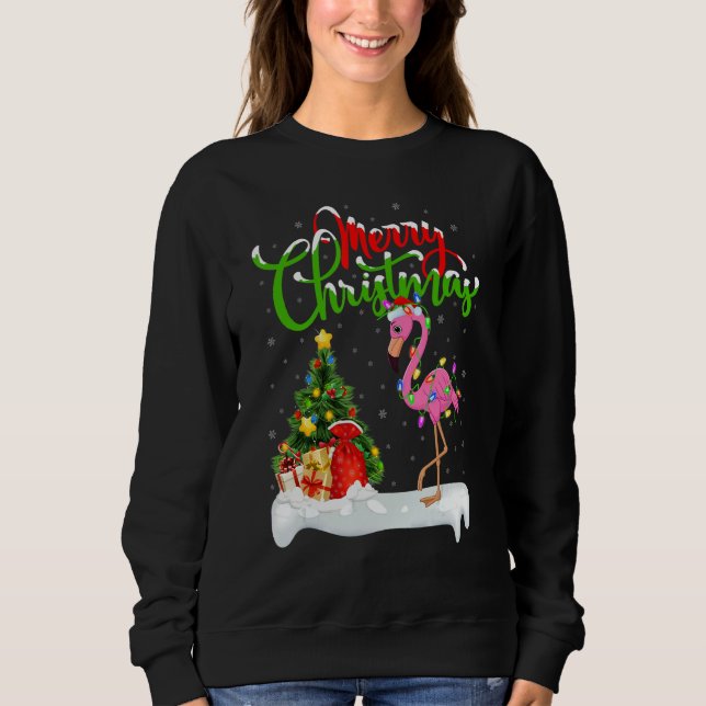 Flamingo Bird   Xmas Decoration Santa Flamingo Chr T Shirt (Framsida)