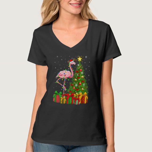 Flamingo Bird  Xmas Holiday Santa Flamingo Christm T Shirt (Framsida)