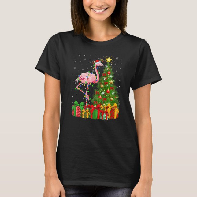 Flamingo Bird  Xmas Holiday Santa Flamingo Christm T Shirt (Framsida)