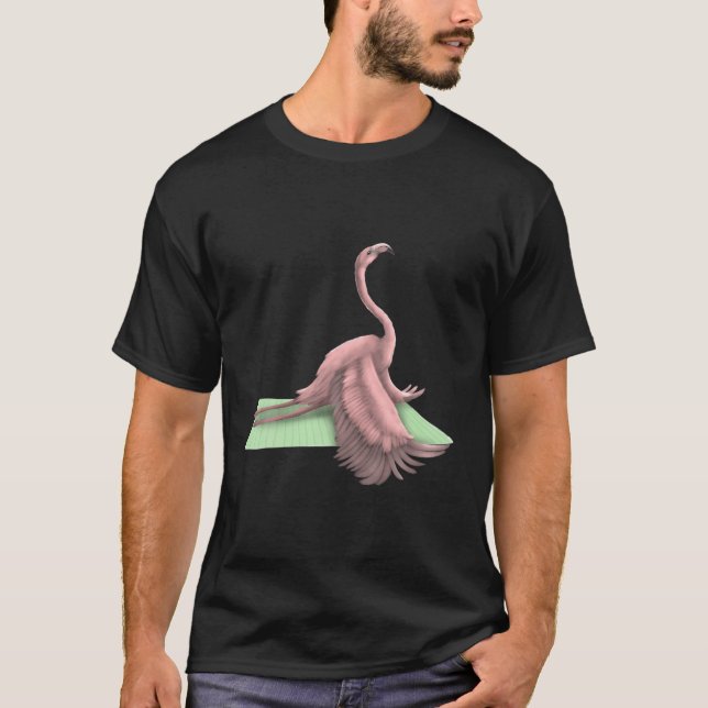 Flamingo Bird Yoga Pose Meditation Zen Workout Exe T Shirt (Framsida)