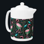Flamingo Birds 20:e Deco Ferns Mönster Black Grönt<br><div class="desc">Den här dekorativa eleganten flamingo bird mönster är gjord i retro 20:s Art Deco stil. Den ljusa flamingon i rosa vilar mot en bakgrund som innehåller färskfronder i fet färg och geometriska rektangulära former i skuggor av grönt/turkospolblått, allt på en svart bakgrund. Denna ursprungliga, stiliserade utformning är perfekt för alla...</div>