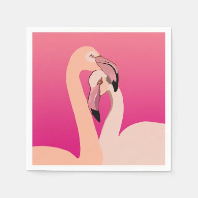 Flamingo Birds Cocktail Papper Napkins Pappersservett (Framsidan)