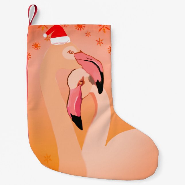 Flamingo Birds Jul Stocking Liten Julstrumpa (Framsidan)