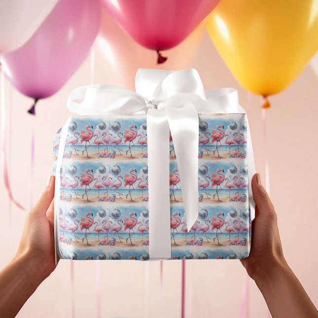 Flamingo Birthday Beach Party Presentpapper (Skapare uppladdad)