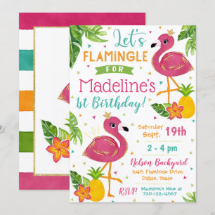 Flamingo Birthday bjudande Flamingo Party Inbjudningar