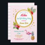 Flamingo Birthday Kids Rosa Aloha Tropical Party Inbjudningar<br><div class="desc">Elegant Aloha Tropical Party inbjudan,  perfekt för ÅLDER. Ändra texten till kostym i party! Utskrift bakåt ingår.</div>