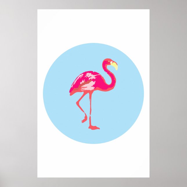 Flamingo, blå poster, tropiskt poster, poster (Framsidan)