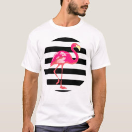 Flamingo, black and white stripes, summer t shirt