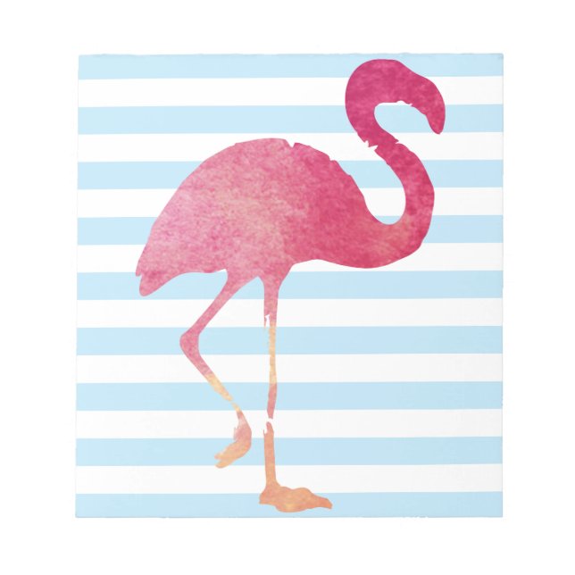 Flamingo, blått och vitt rand anteckningsblock (Framsida)